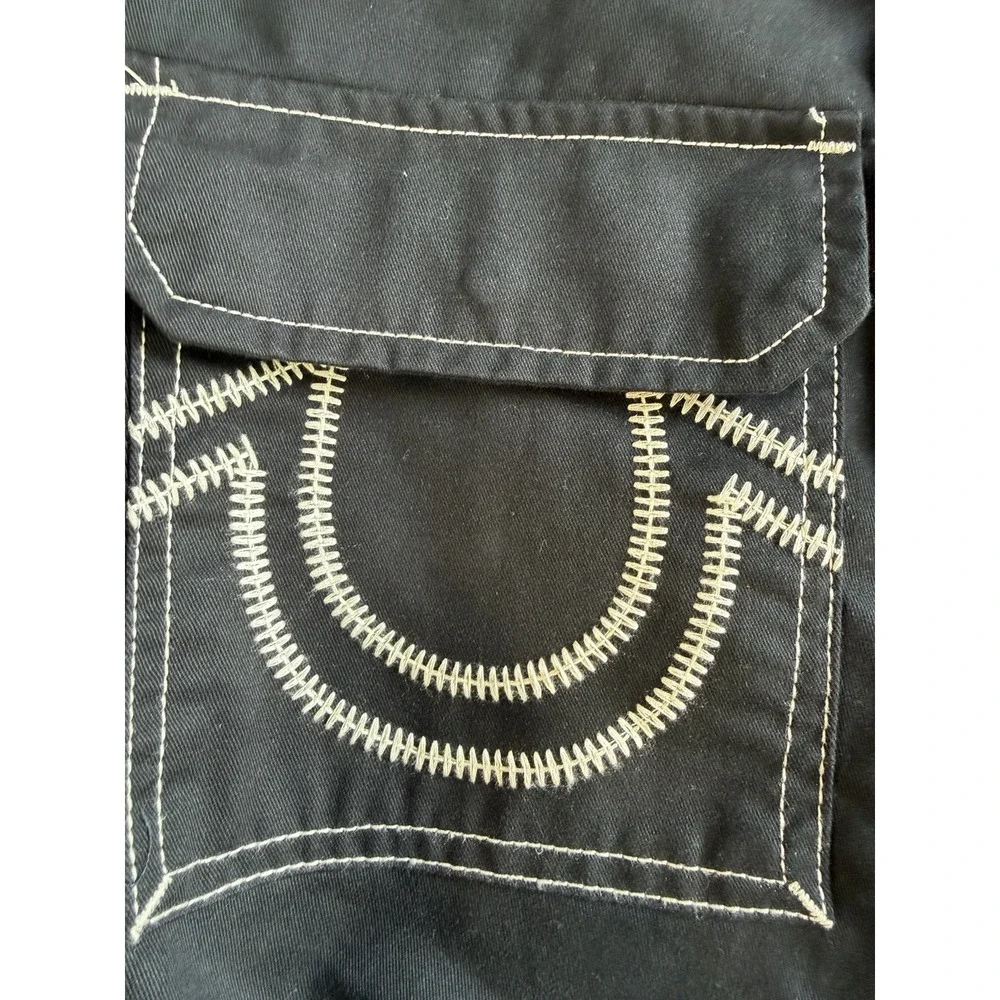 NWT True Religion Men's 36x32 Black Cotton Straight Fit Cargo Pants